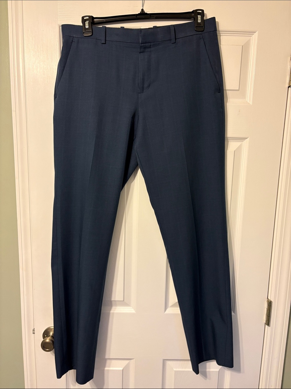Perry Ellis Navy Blue Dress Pants - Slim Flat Front, Modern Fit 34x34